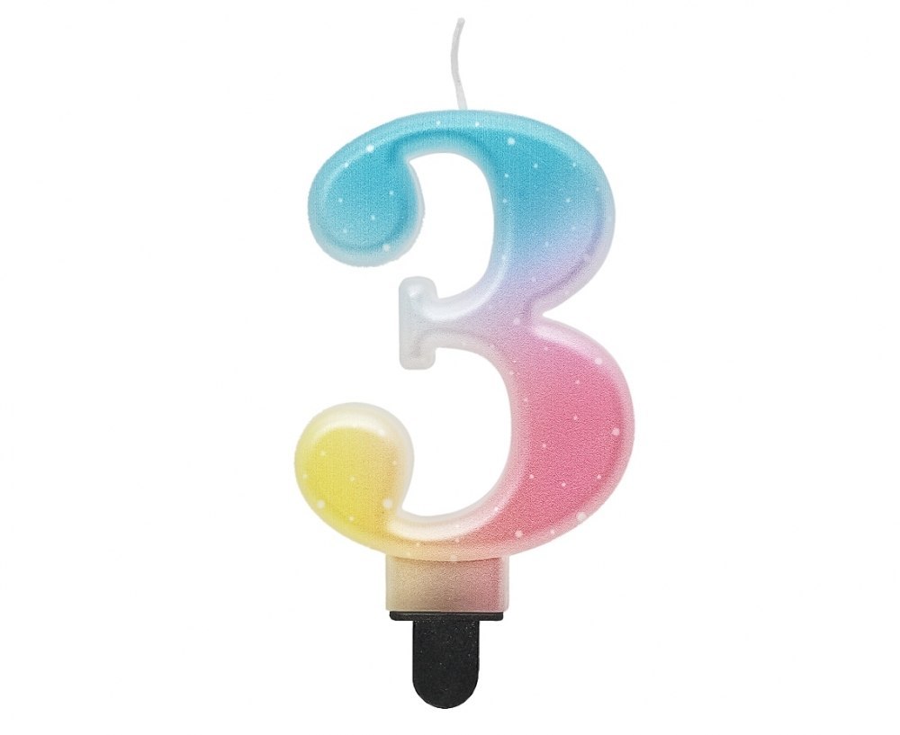 BIRTHDAY CANDLES NUMBERS 3 PASTEL OMBRE GOB/C GODAN